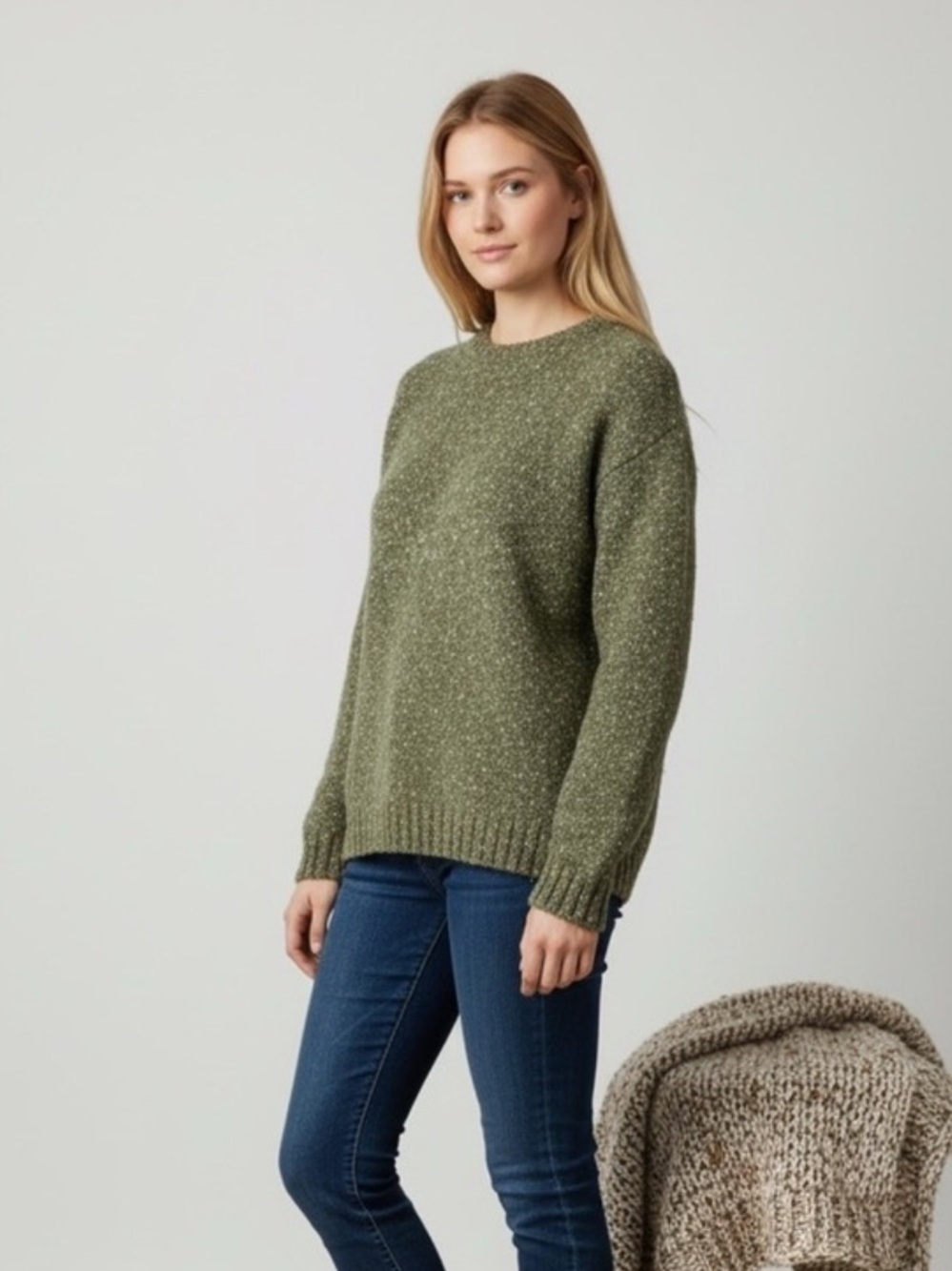 GAP Vintage Wool Blend Sweater Women's M Green Cabin Core